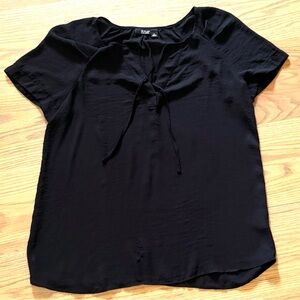 💥Bundle 5 for $15! - a.n.a Black Short Sleeve Tie Front Blouse